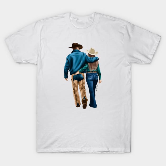 Farm Couple T-Shirt by elzafoucheartist